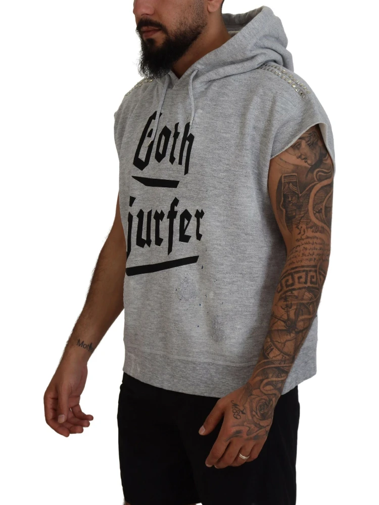 Light Gray Cotton Short Sleeves Hooded T-shirt alternative