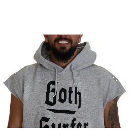 Light Gray Cotton Short Sleeves Hooded T-shirt