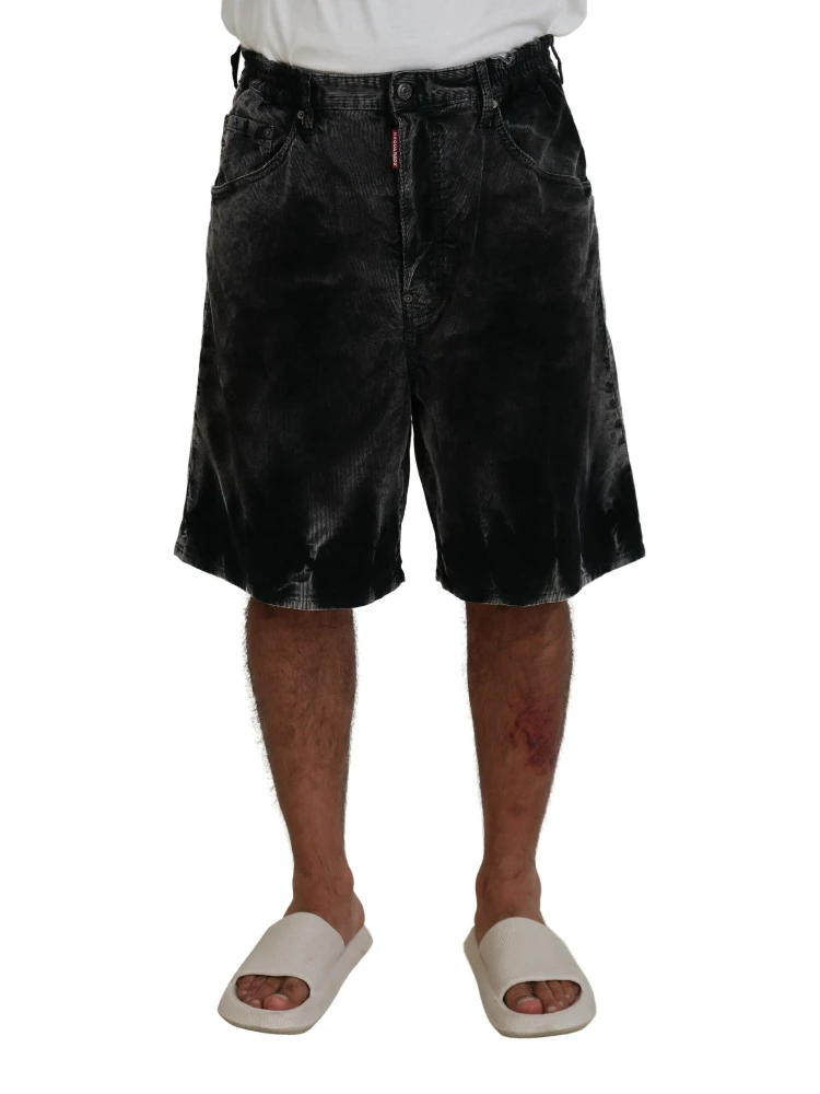 Gray Cotton Corduroy Bermuda Shorts