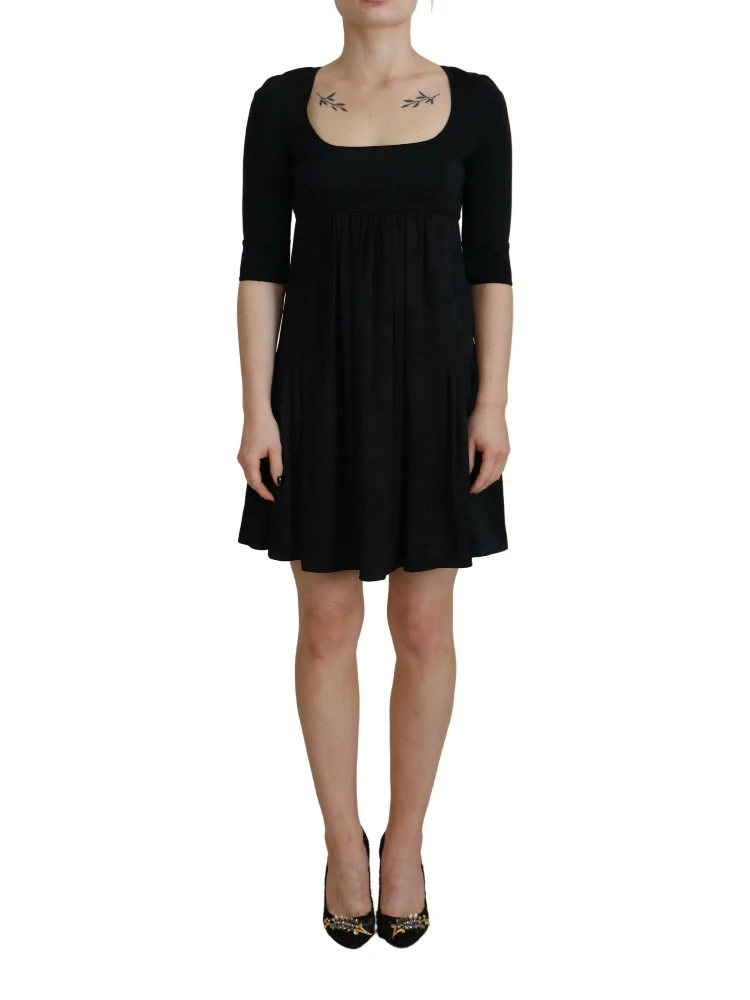 Black Acetate Short Sleeves A-line Sheath Dress alternative