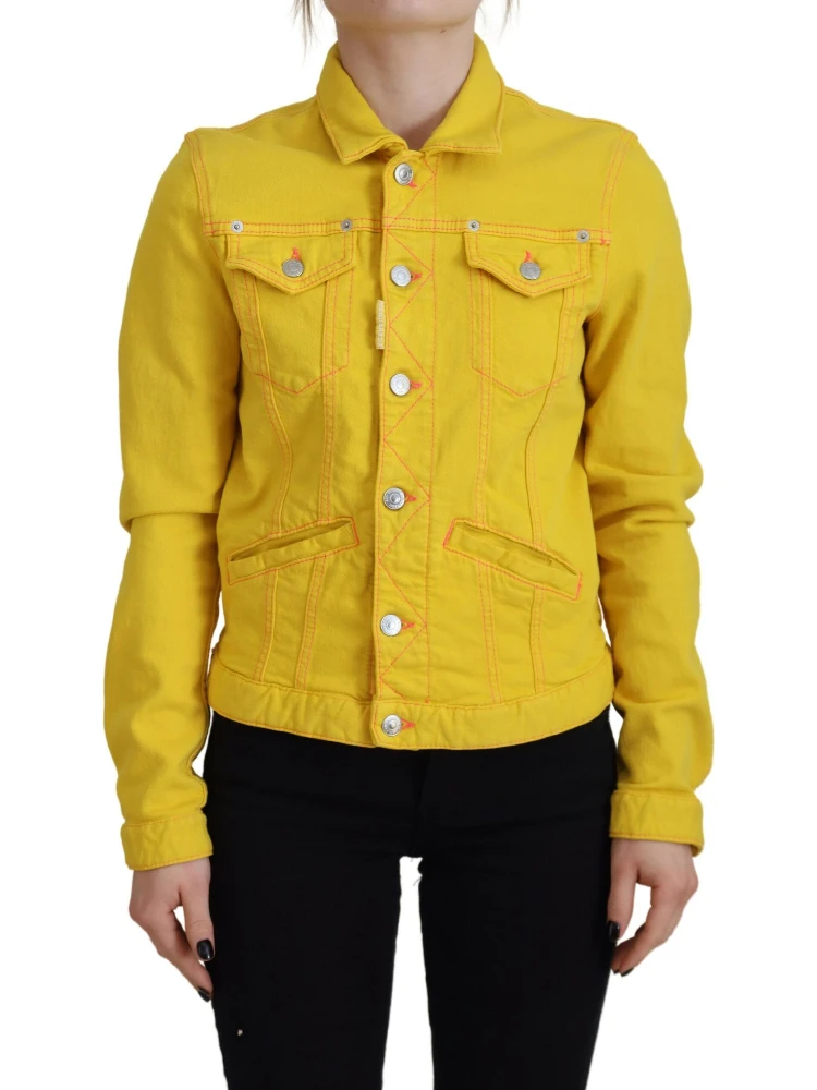 Yellow Collared Long Sleeves Denim Jacket alternative