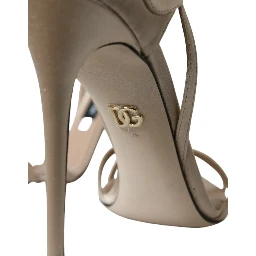 Beige Leather Strappy Heels Sandals Shoes