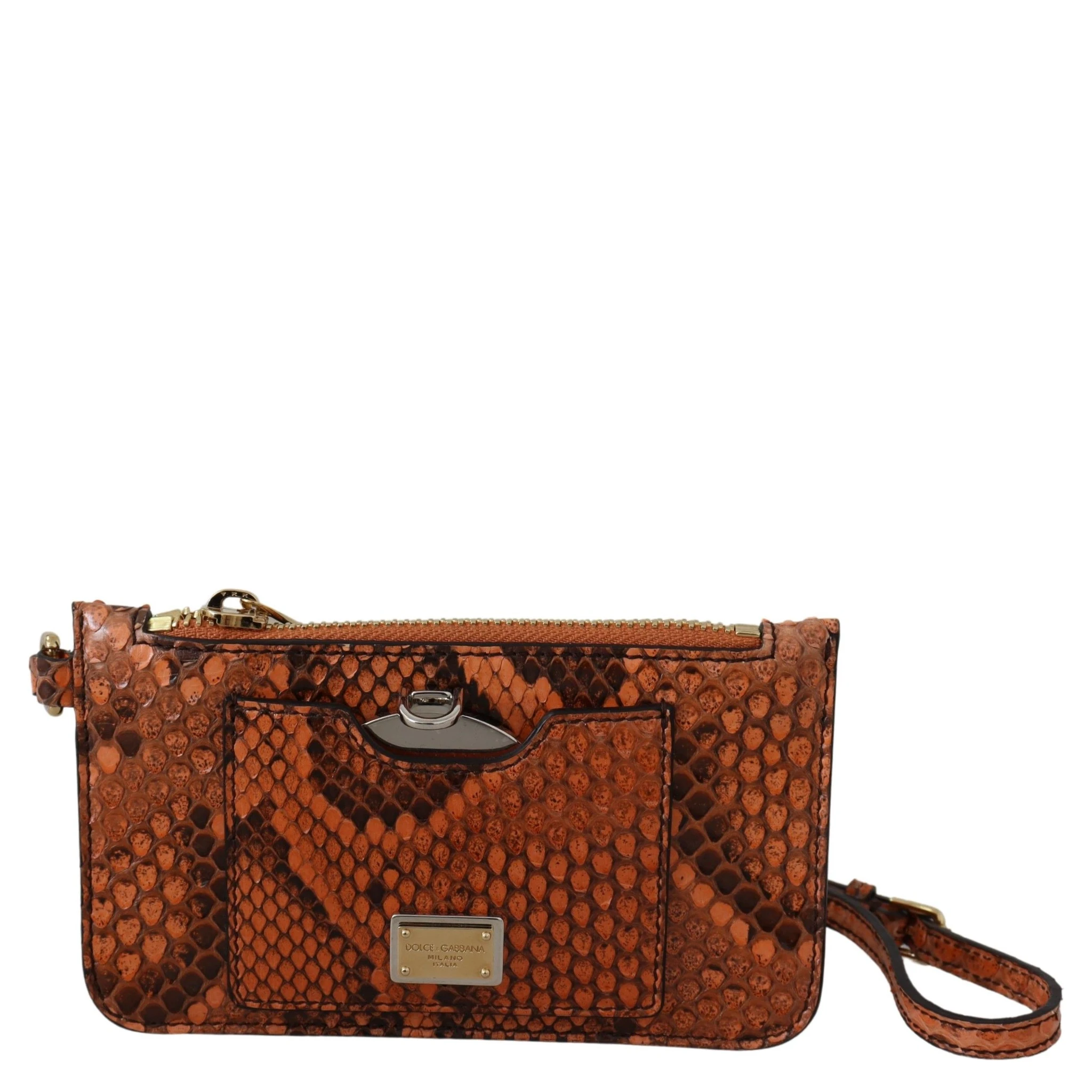 Brown Leather Coin Purse Wristlet Mirror AGNESE Wallet