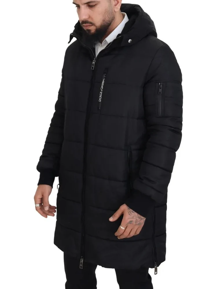 Black Nylon Hooded Parka Coat Winter Jacket alternative