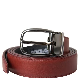 Brown Leather Silver Metal Buckle Belt Men