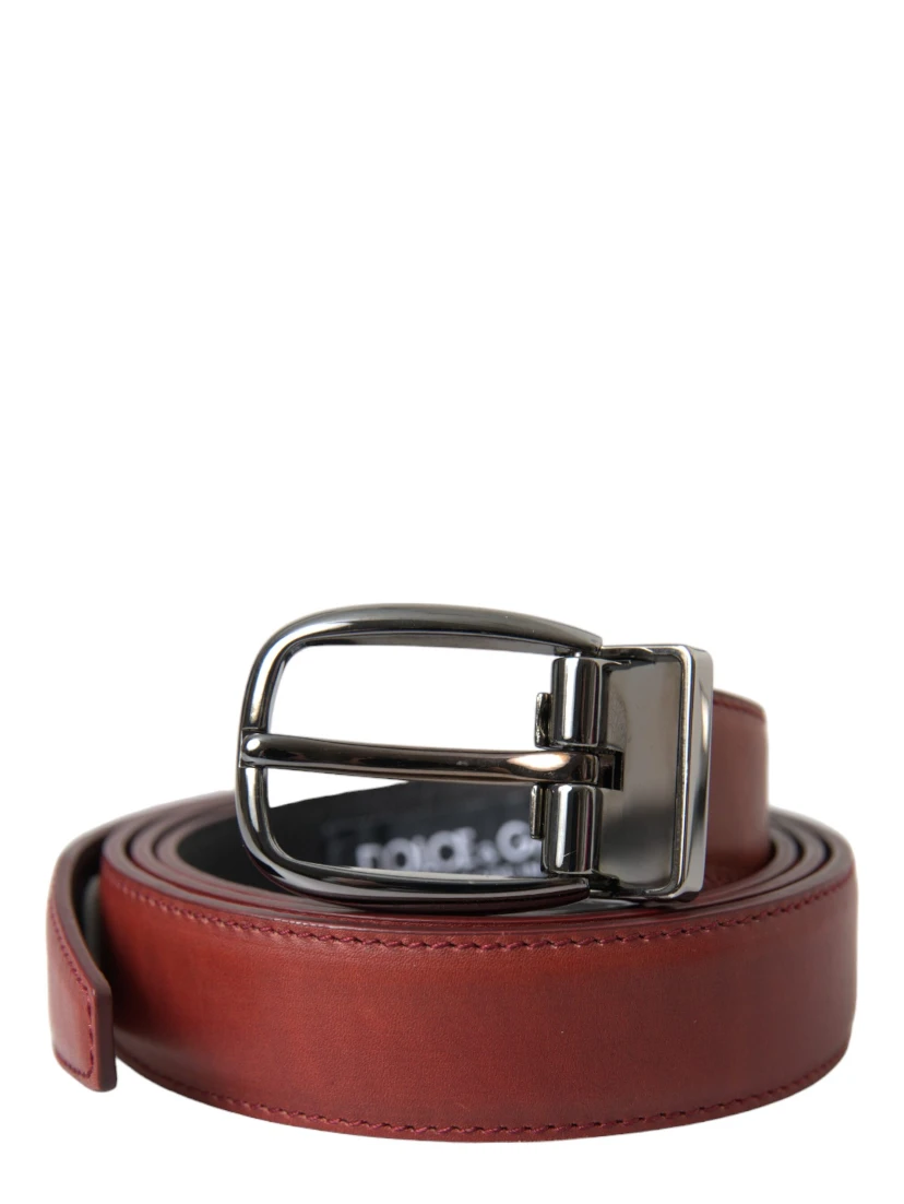 Brown Leather Silver Metal Buckle Belt Men