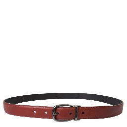 Brown Leather Silver Metal Buckle Belt Men