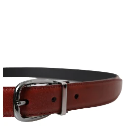 Brown Leather Silver Metal Buckle Belt Men