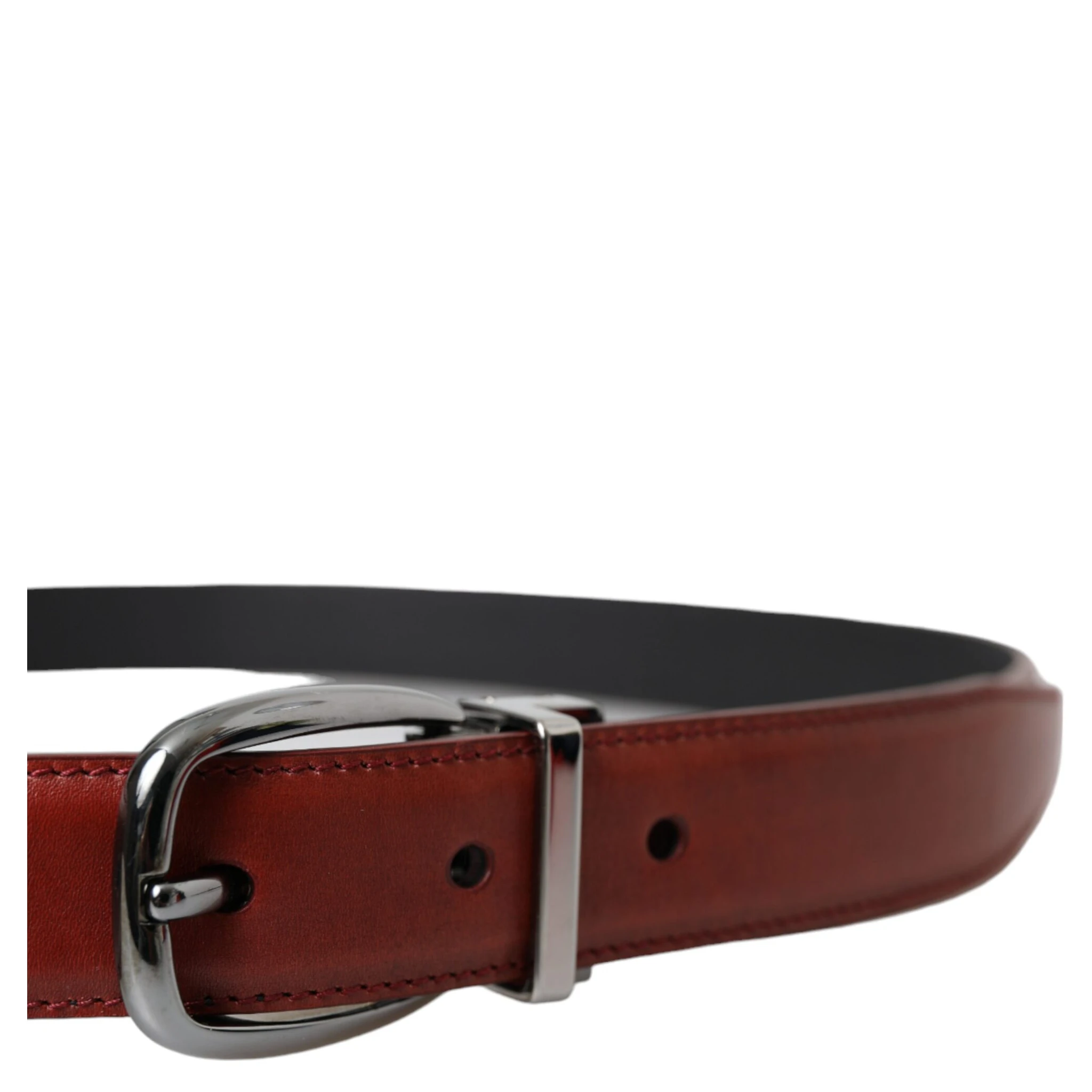 Brown Leather Silver Metal Buckle Belt Men