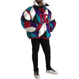 Multicolor Logo Windbreaker Puffer Jacket