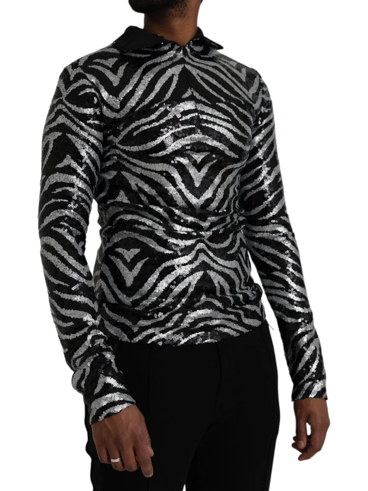 Black Silver Sequined Polyester Sweater alternative