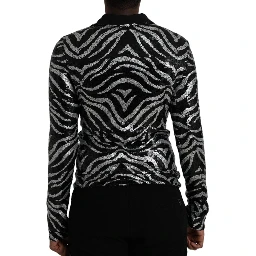 Black Silver Sequined Polyester Sweater