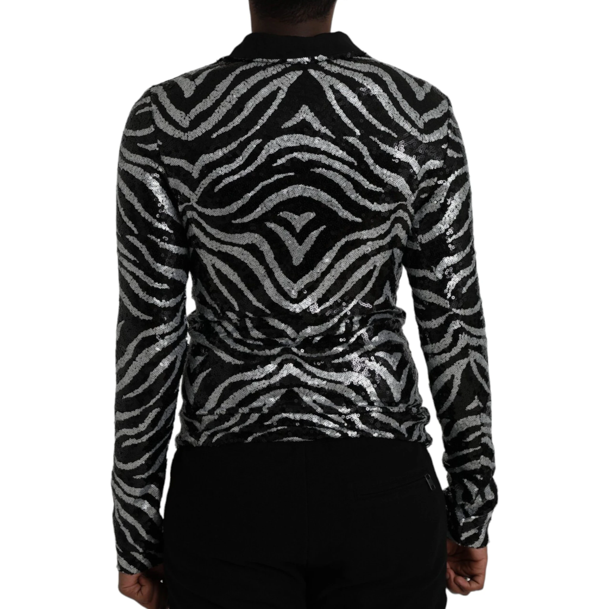 Black Silver Sequined Polyester Sweater