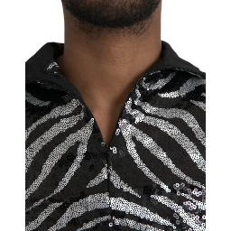Black Silver Sequined Polyester Sweater