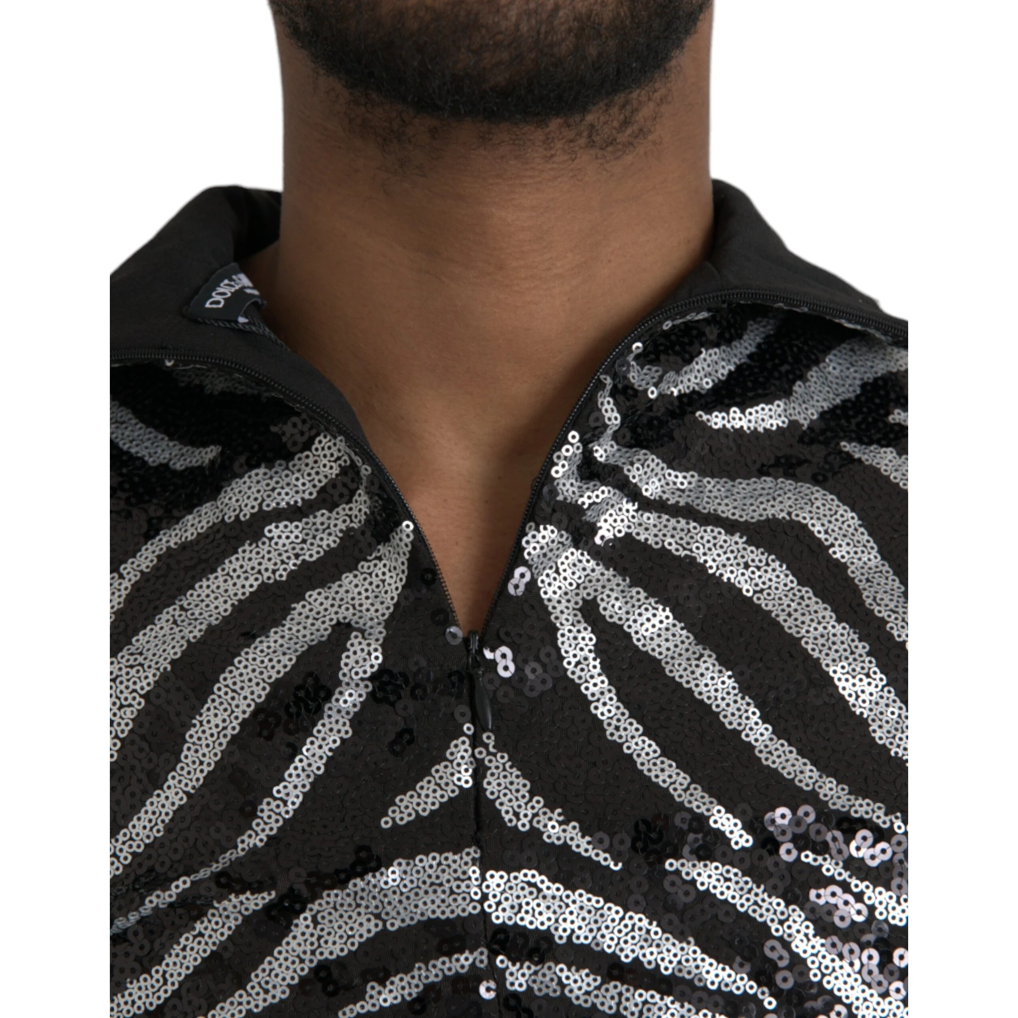 Black Silver Sequined Polyester Sweater