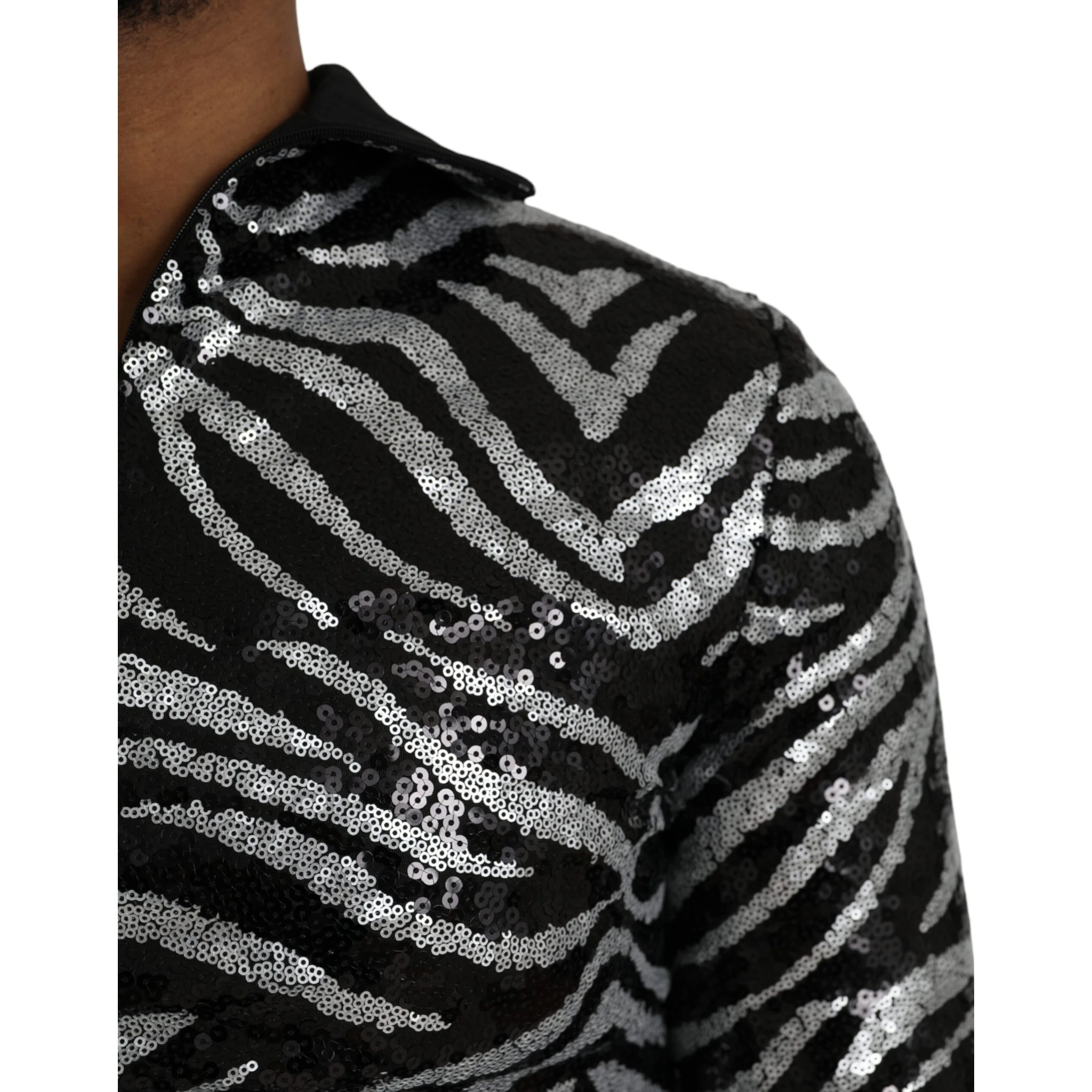 Black Silver Sequined Polyester Sweater