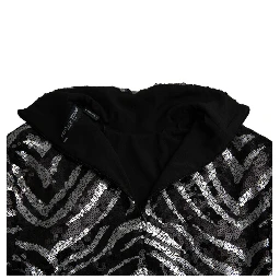 Black Silver Sequined Polyester Sweater