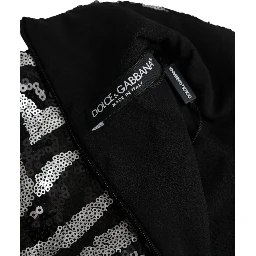 Black Silver Sequined Polyester Sweater