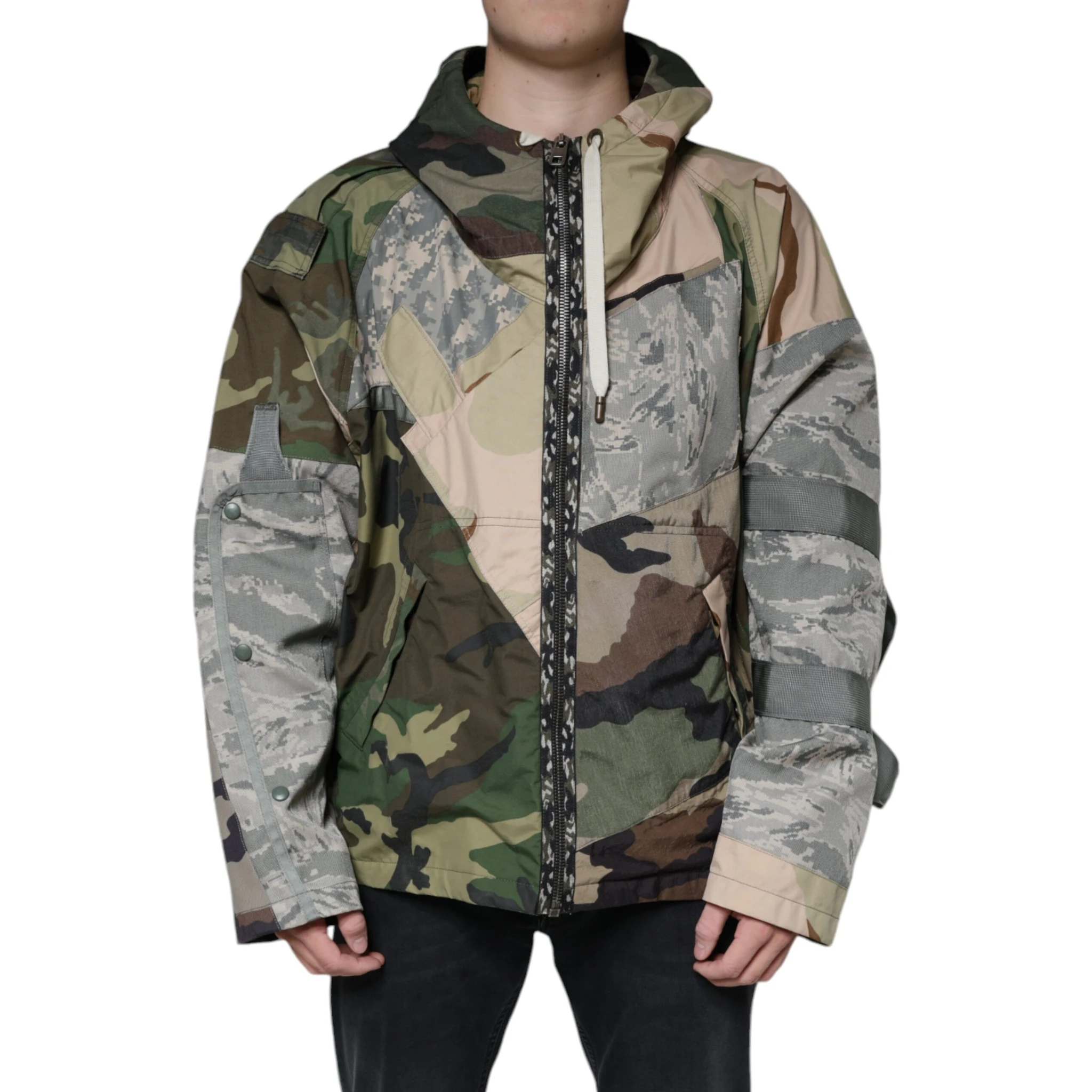 Multicolor Camouflage Full Zip Hooded Jacket