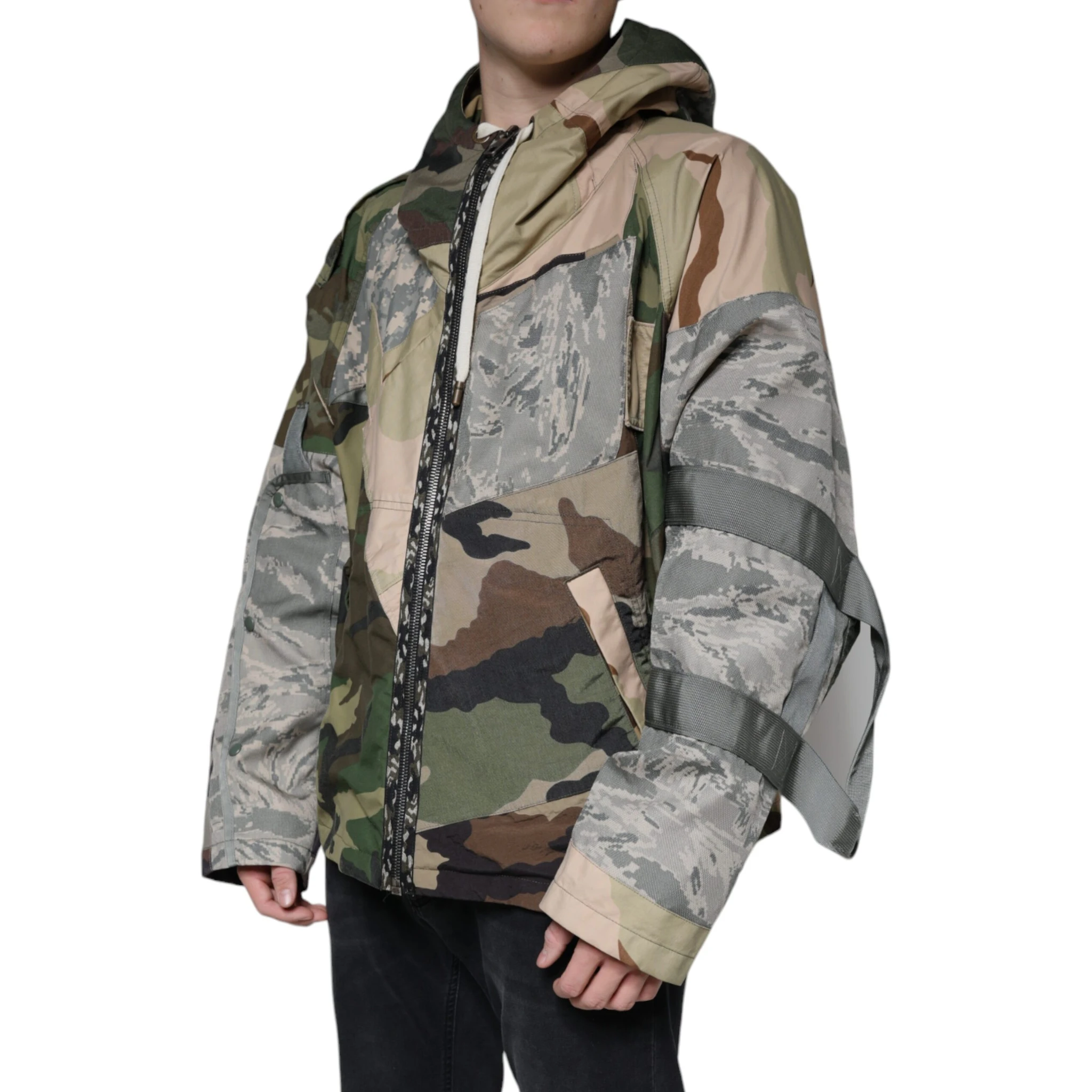 Multicolor Camouflage Full Zip Hooded Jacket
