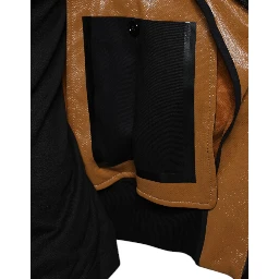 Brown Leather Full Zip Men Bomber Jacket