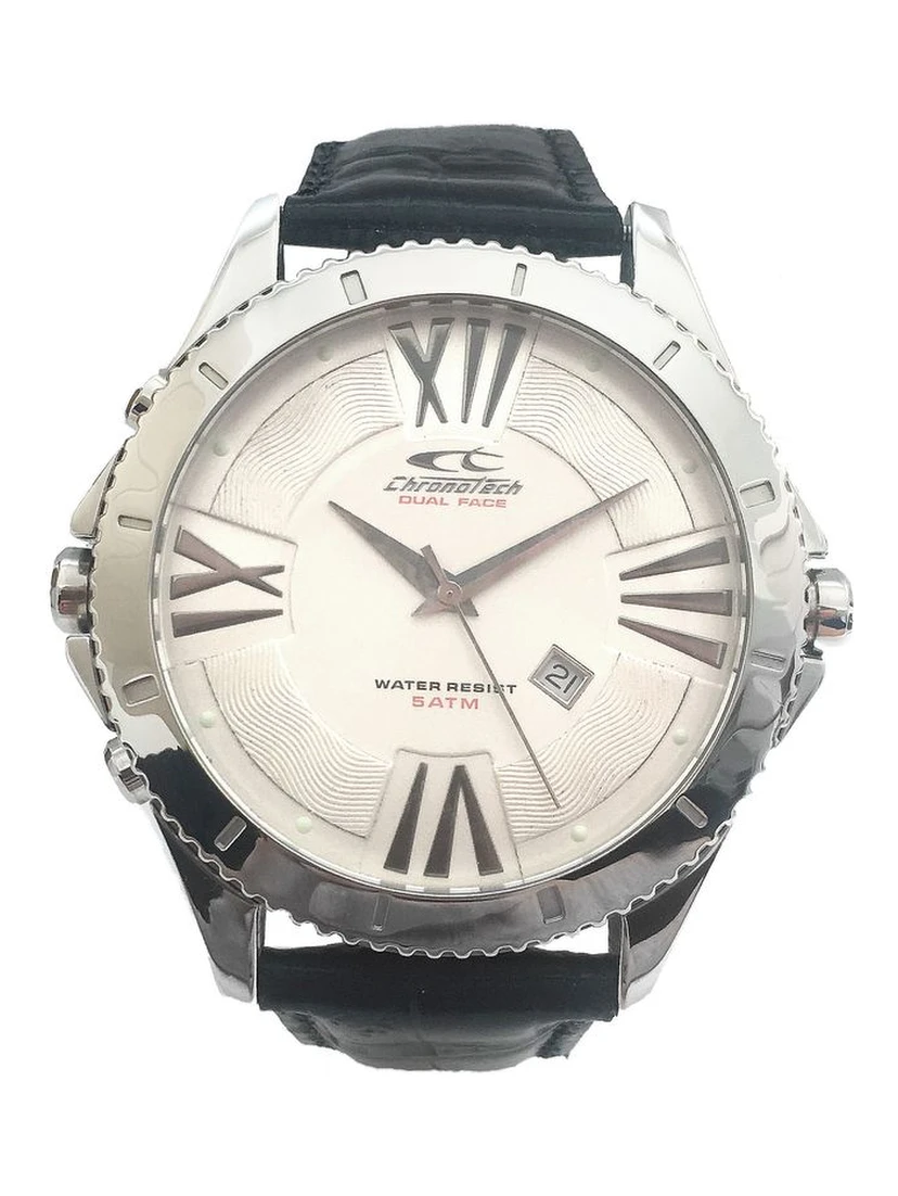 Black Leather Dress Watch