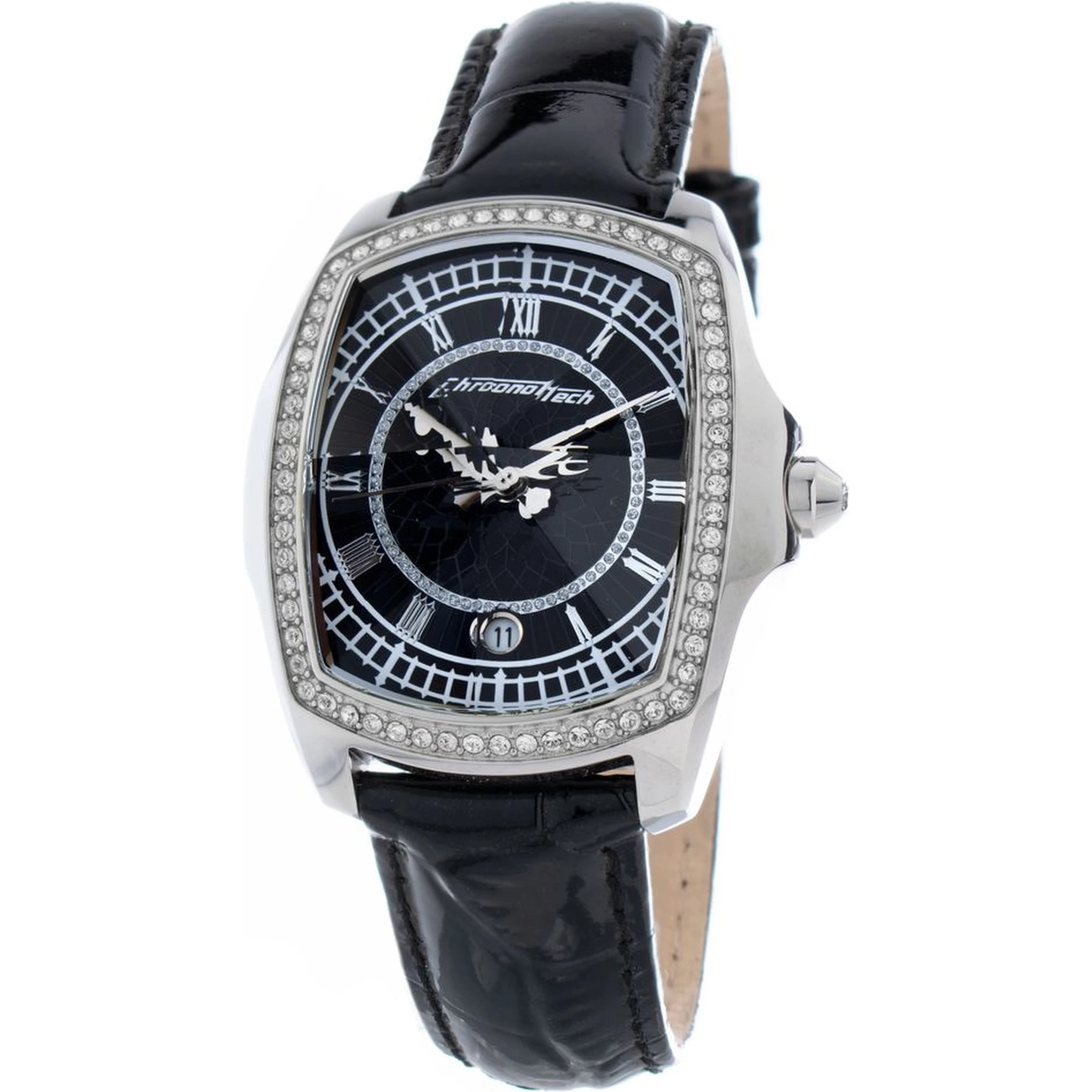 Black Leather Bracelet Watch