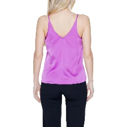 Satin Cami Top Sleeveless V Neck Women Purple Tops