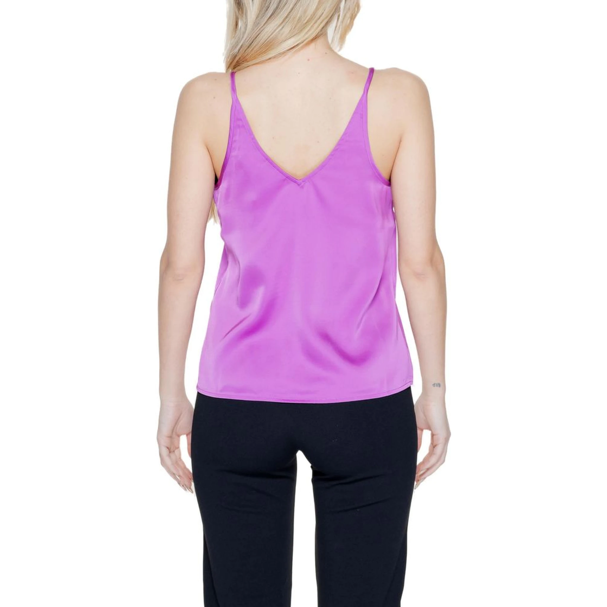 Satin Cami Top Sleeveless V Neck Women Purple Tops