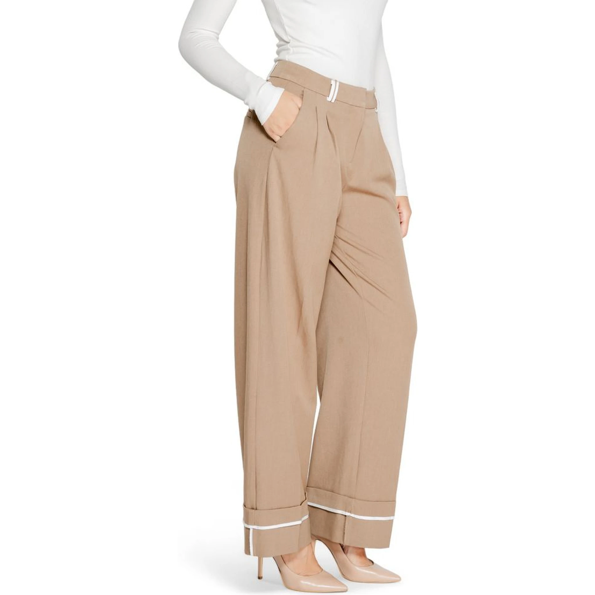 Brown Recycled Polyester Casual Pants