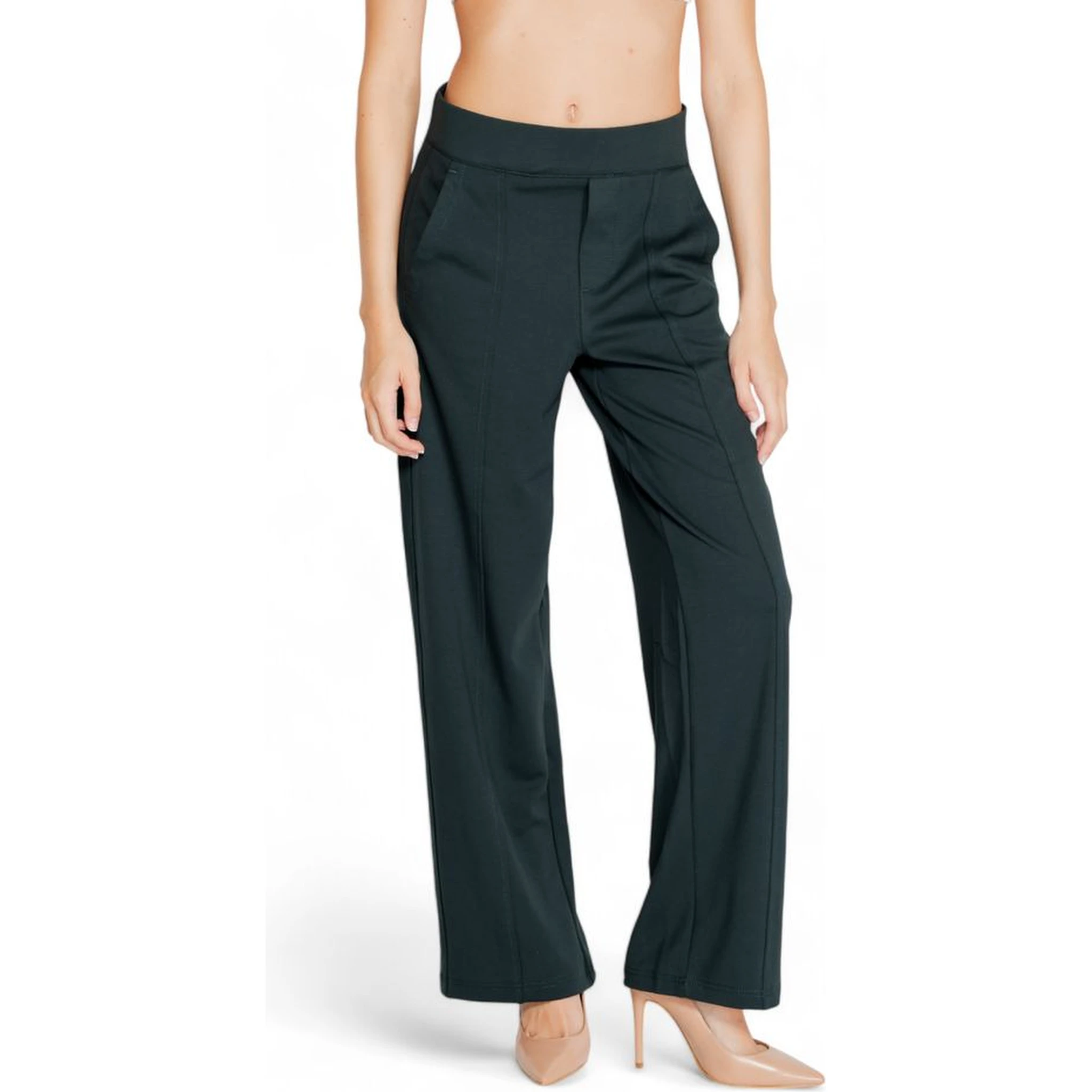Green Viscose Flared Pants
