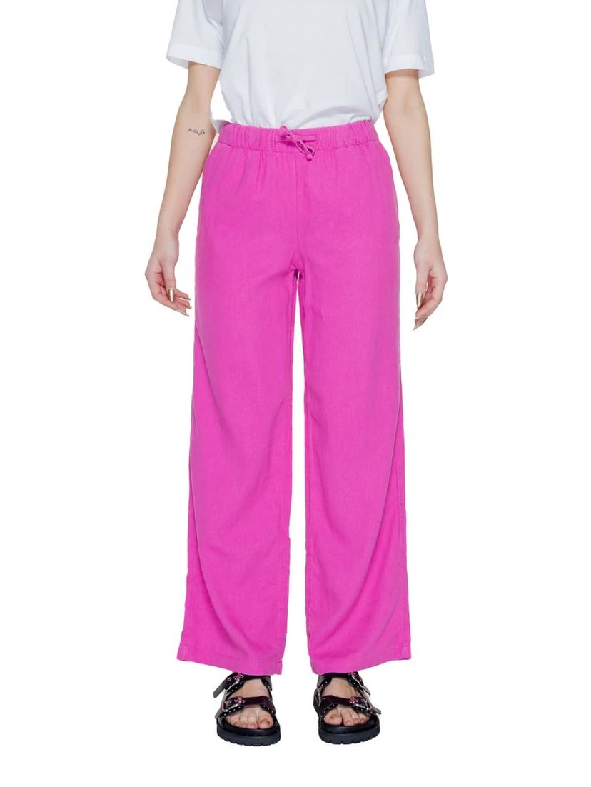 Pink Linen Casual Pants