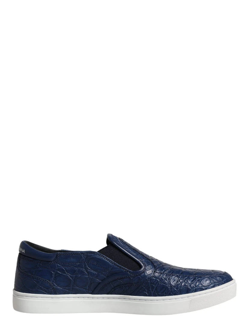 Blue Croc Exotic Leather Men Sneakers Shoes