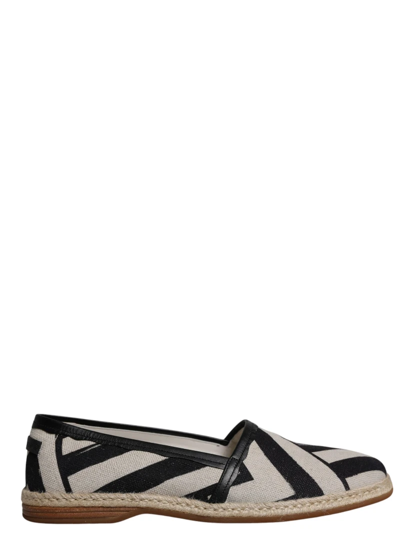 Black White Stripes Slip On Espadrille Shoes