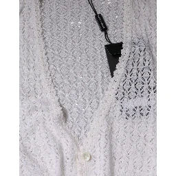 White Silk Button Down Cardigan Sweater