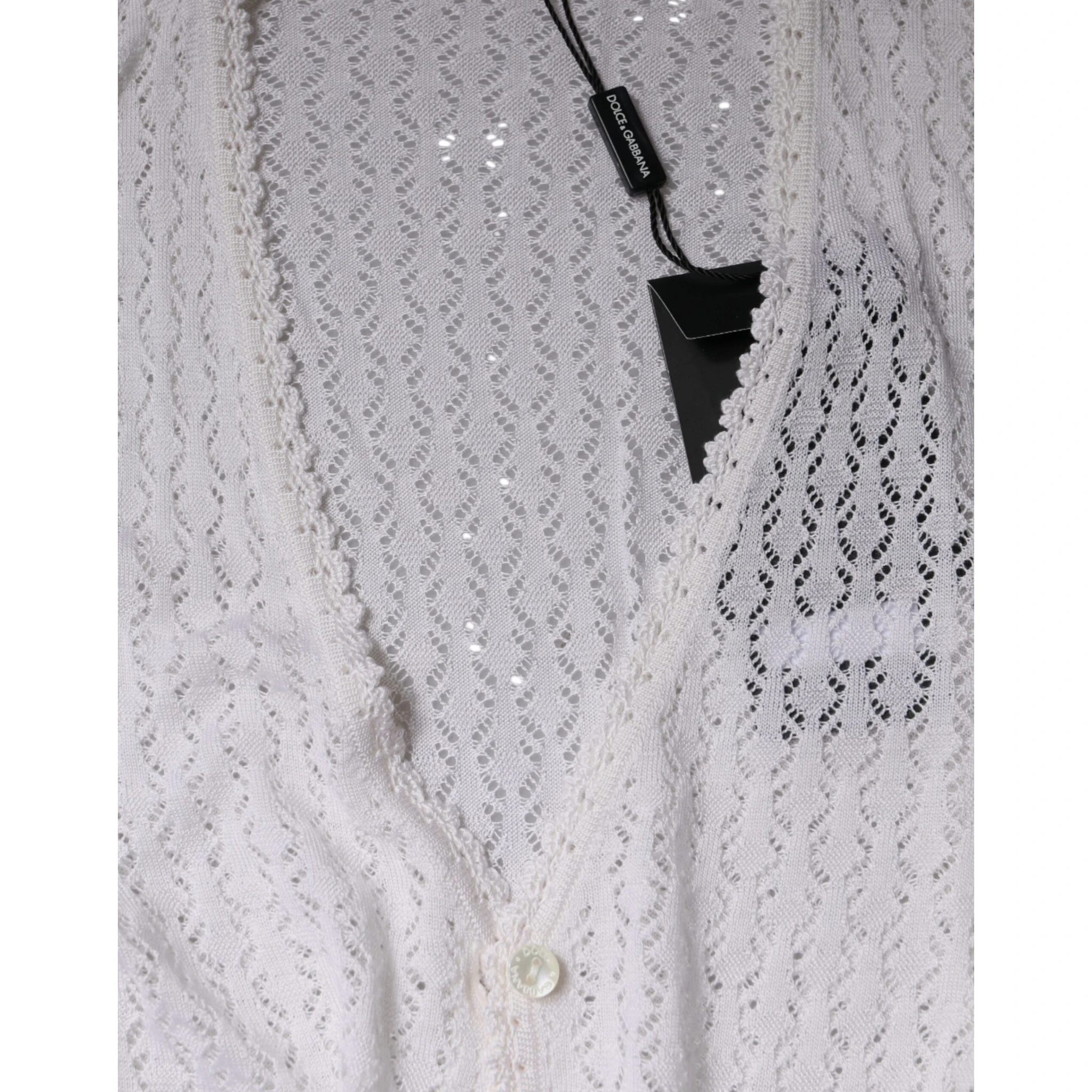 White Silk Button Down Cardigan Sweater