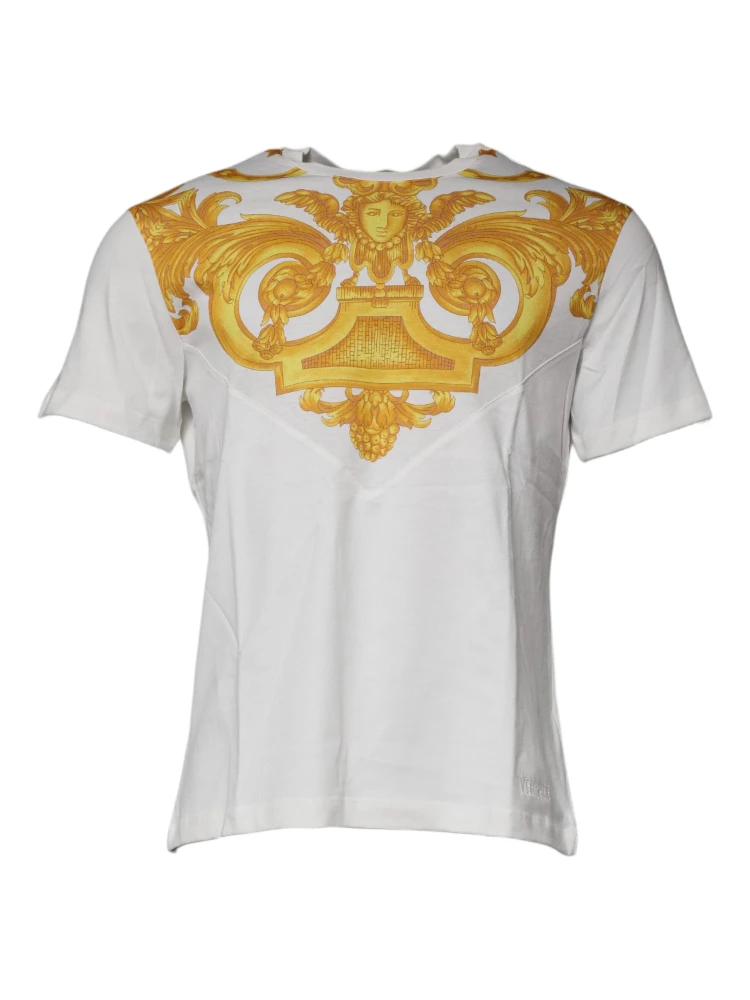 White Medusa Print Cotton Crew Neck T-shirt alternative