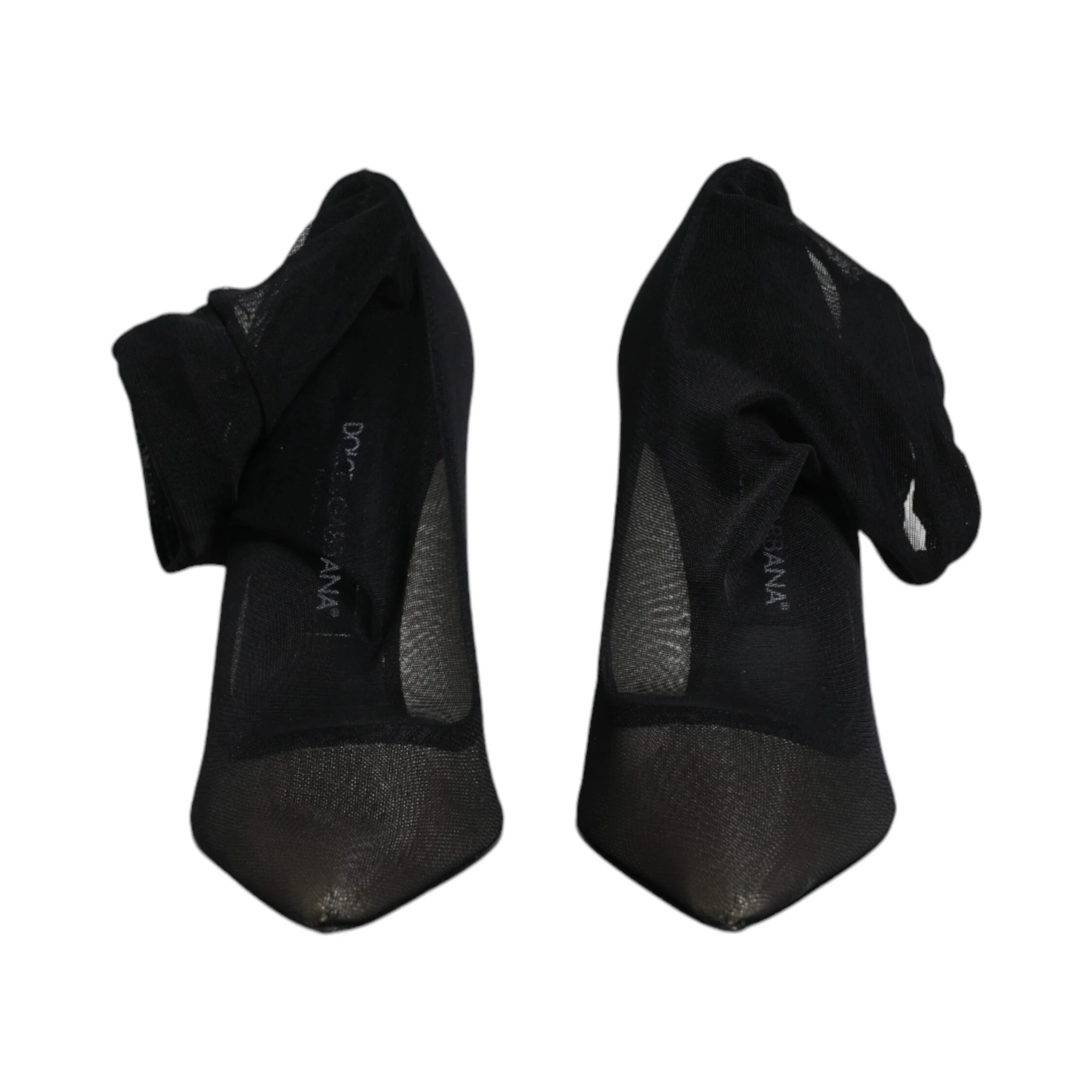 Black Viscose Mesh Sock Style Boots Shoes