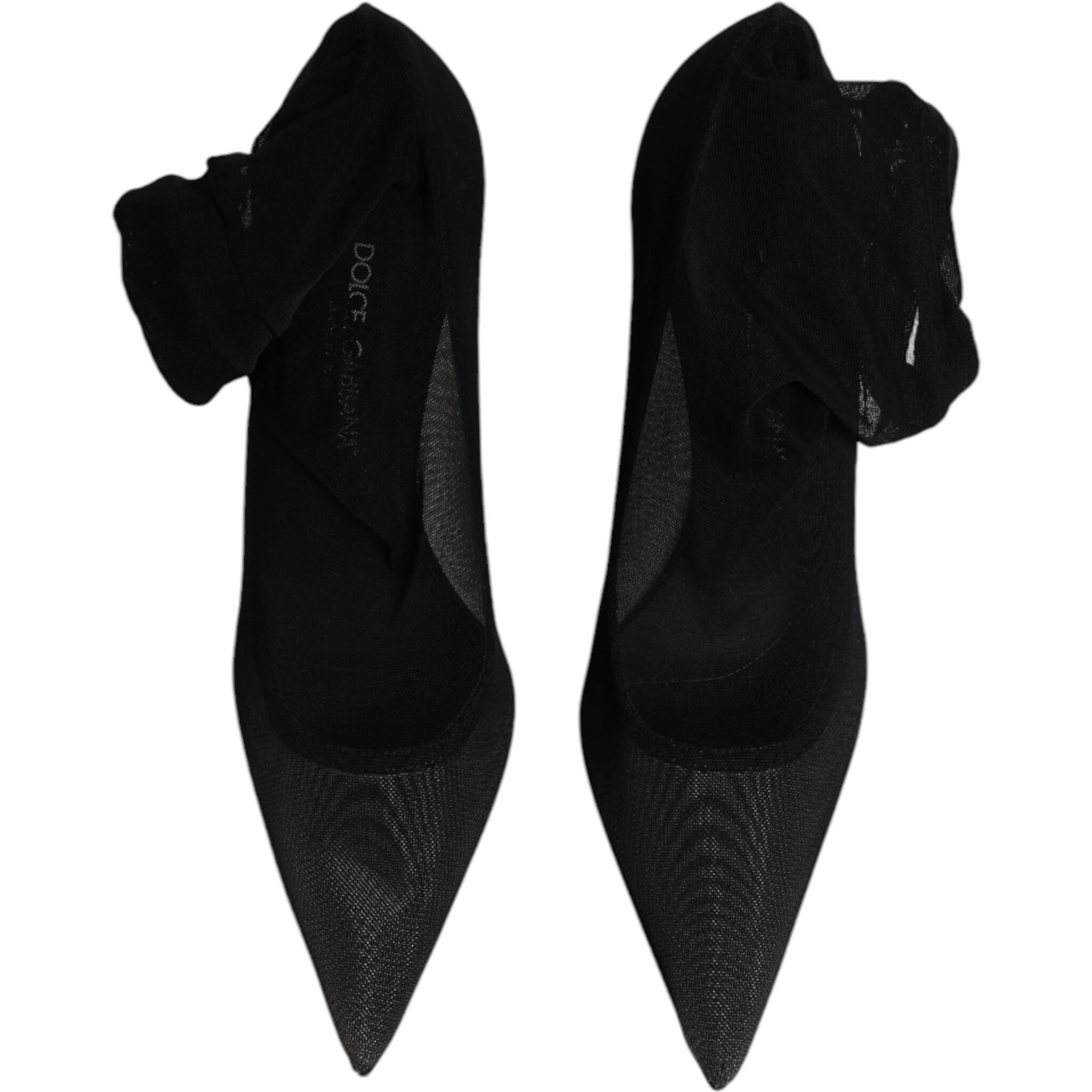 Black Viscose Mesh Sock Style Boots Shoes