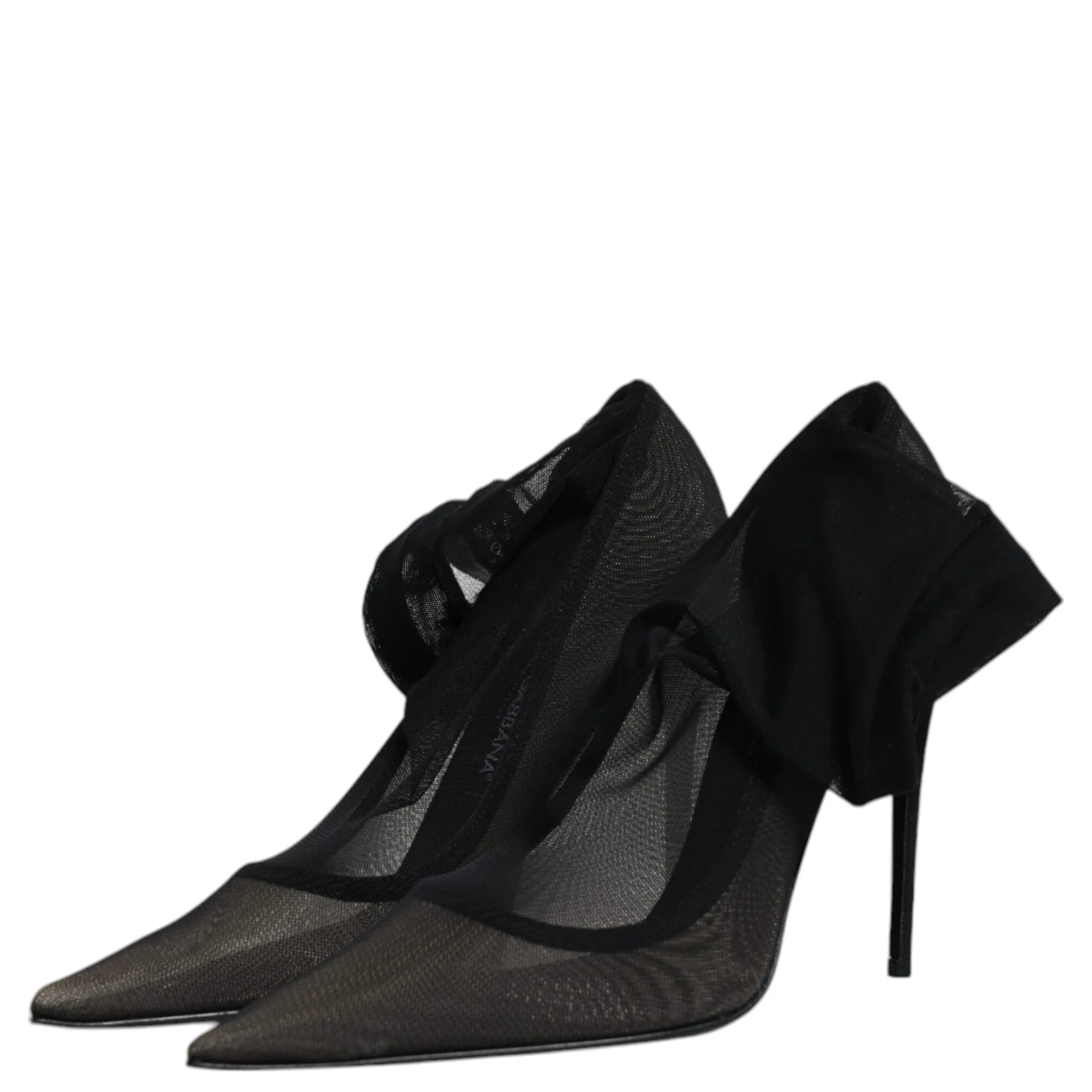 Black Viscose Mesh Sock Style Boots Shoes