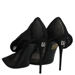 Black Viscose Mesh Sock Style Boots Shoes