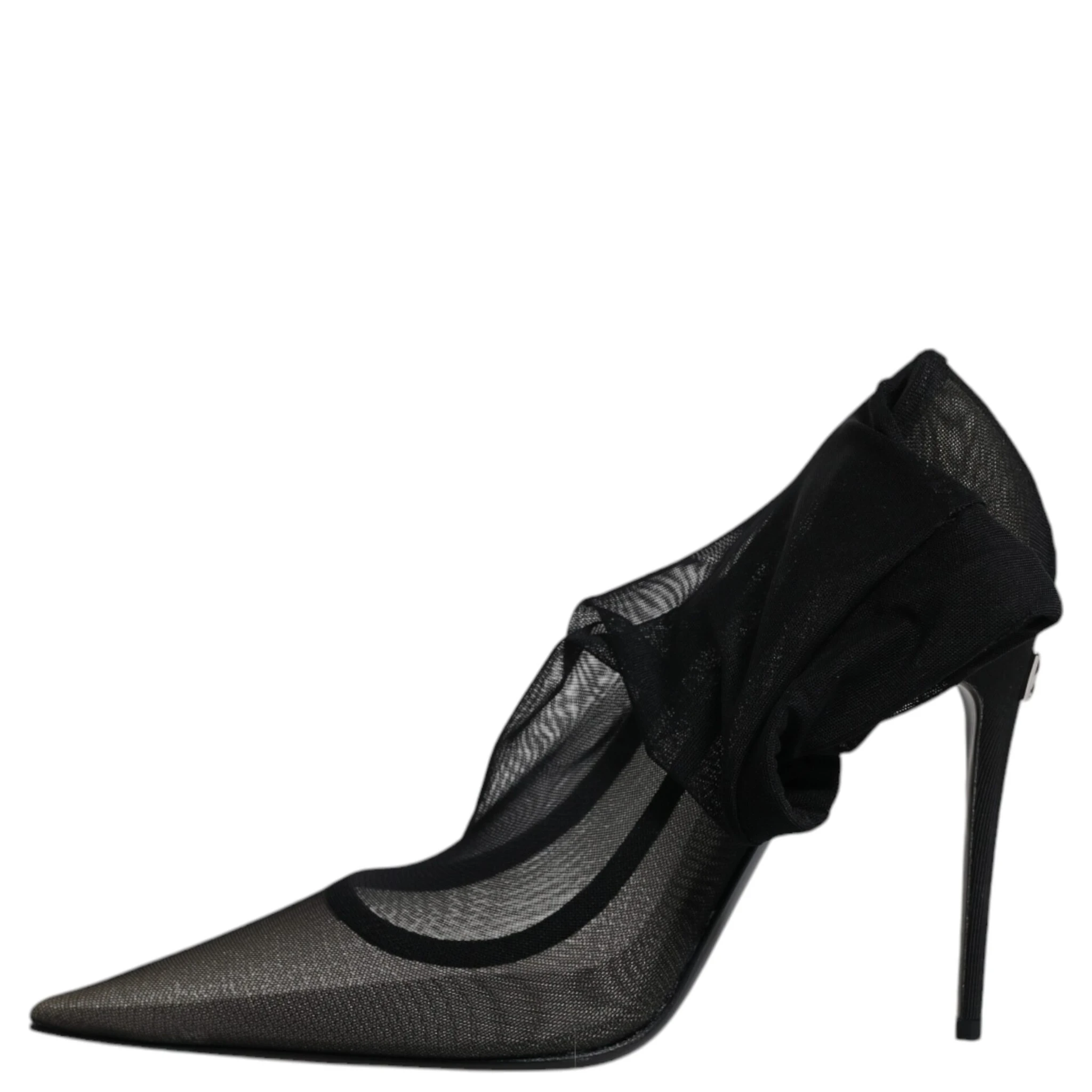 Black Viscose Mesh Sock Style Boots Shoes