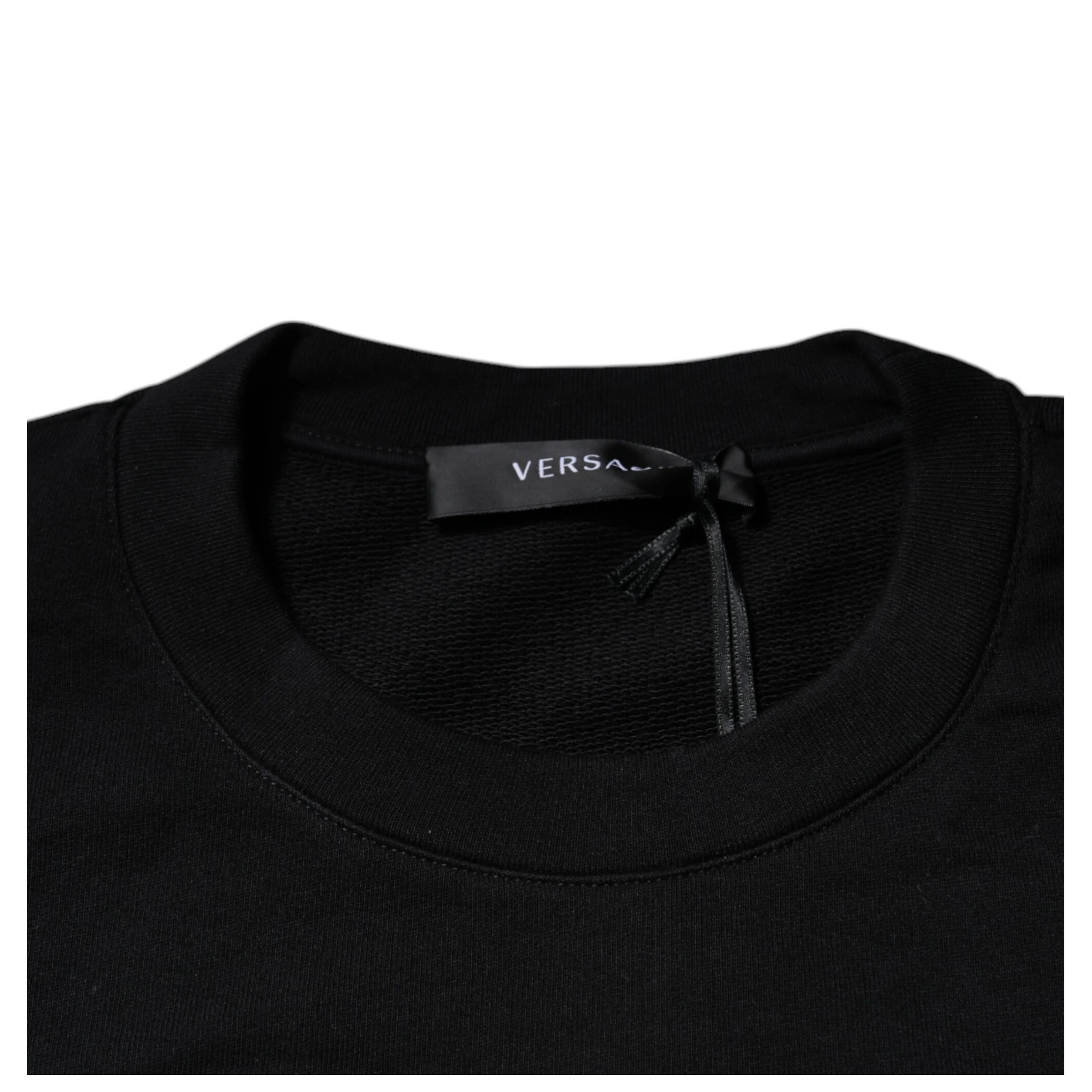 Black Medusa Embroidery Crew Neck Pullover Sweater