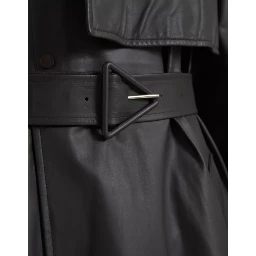 Black Leather Men Waterproof Trenchcoat Jacket