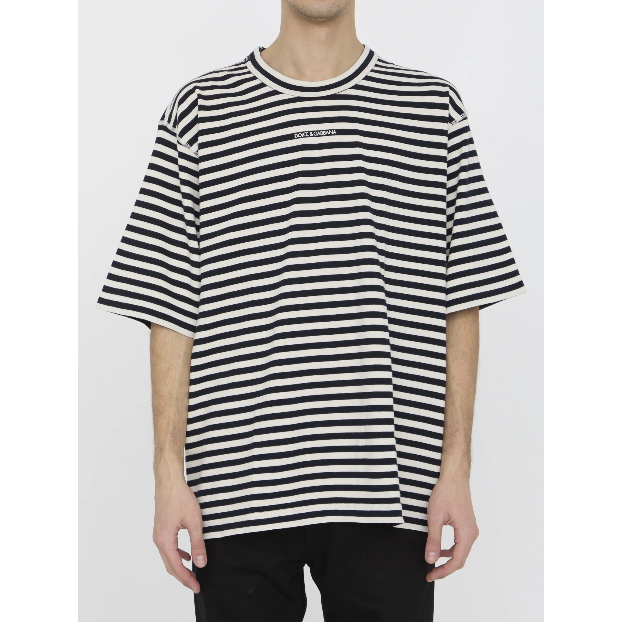 Striped crewneck relaxed fit short-sleeved t-shirt