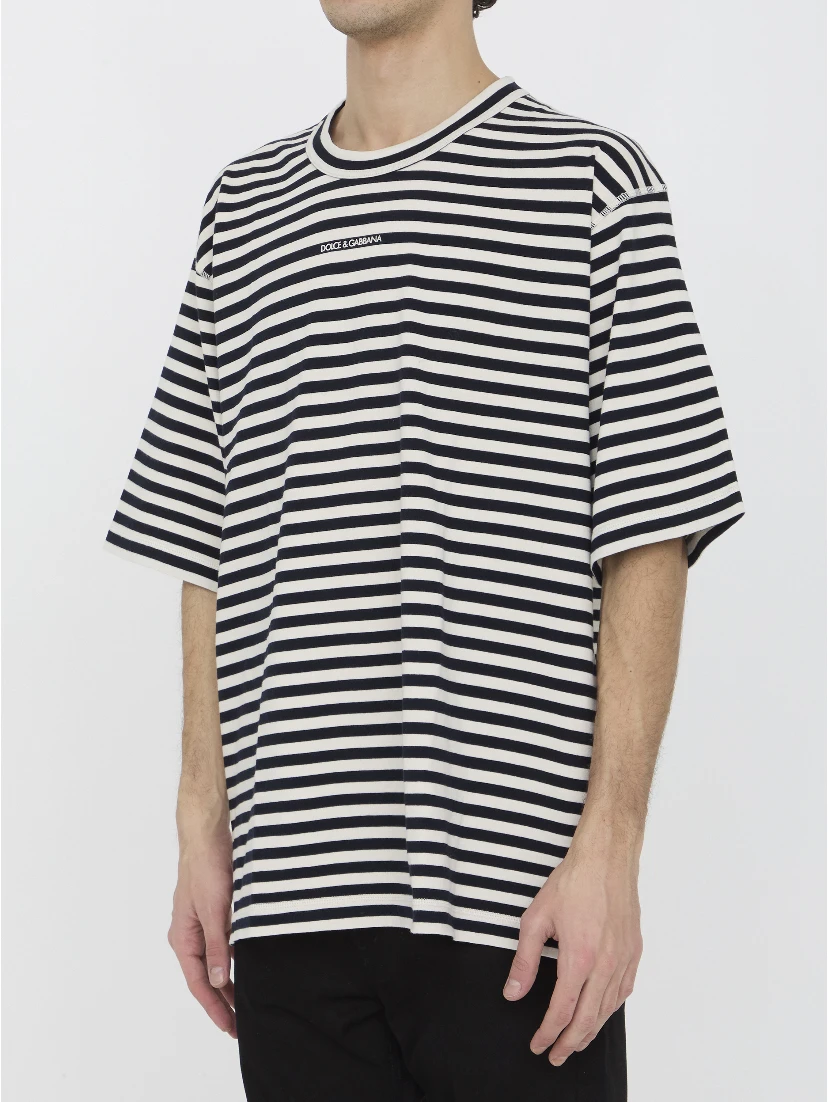 Striped crewneck relaxed fit short-sleeved t-shirt