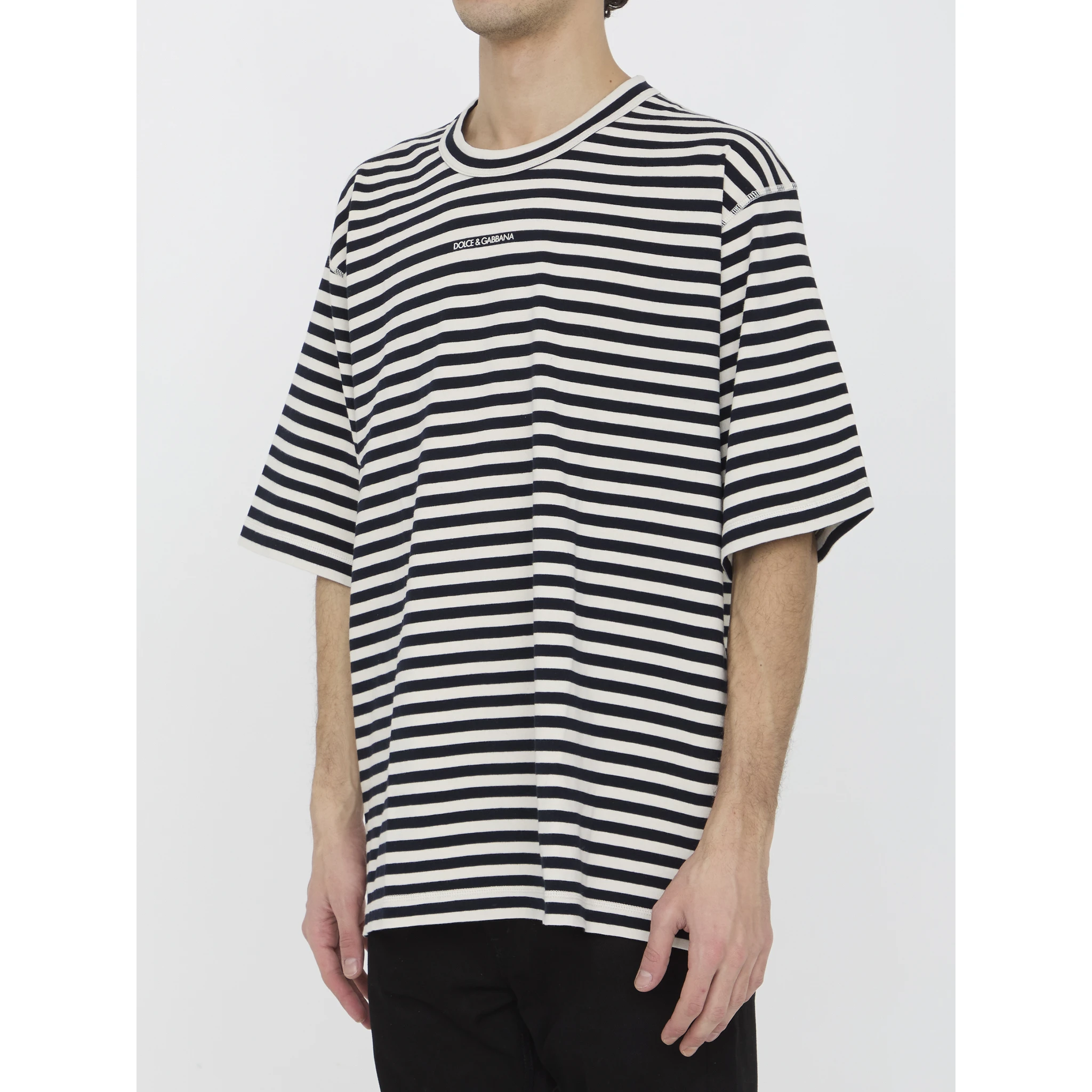 Striped crewneck relaxed fit short-sleeved t-shirt