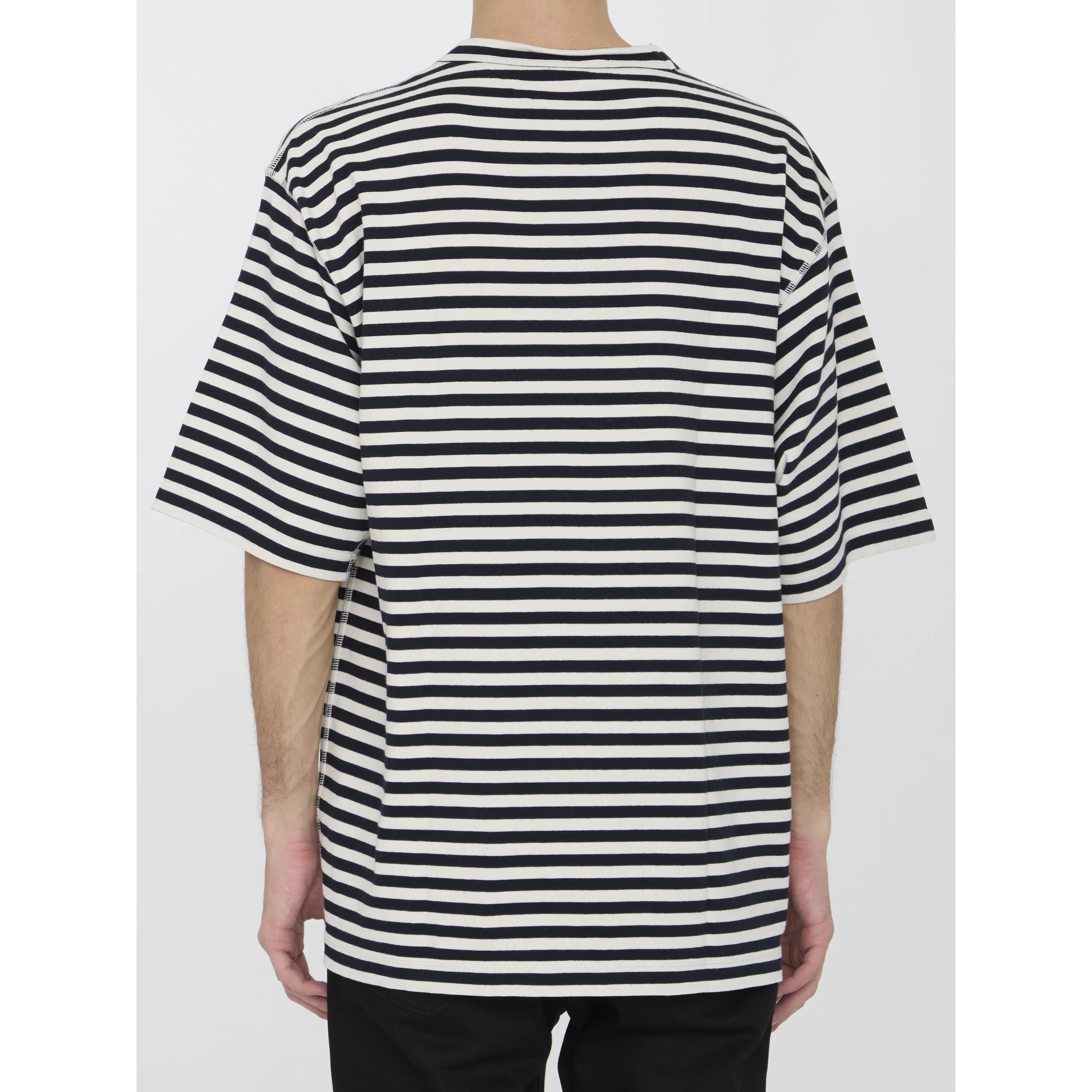 Striped crewneck relaxed fit short-sleeved t-shirt