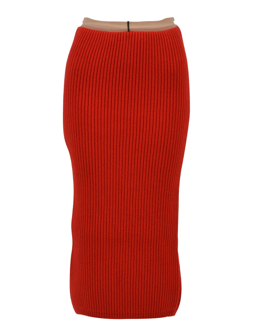 Rib-knit Midi Skirt