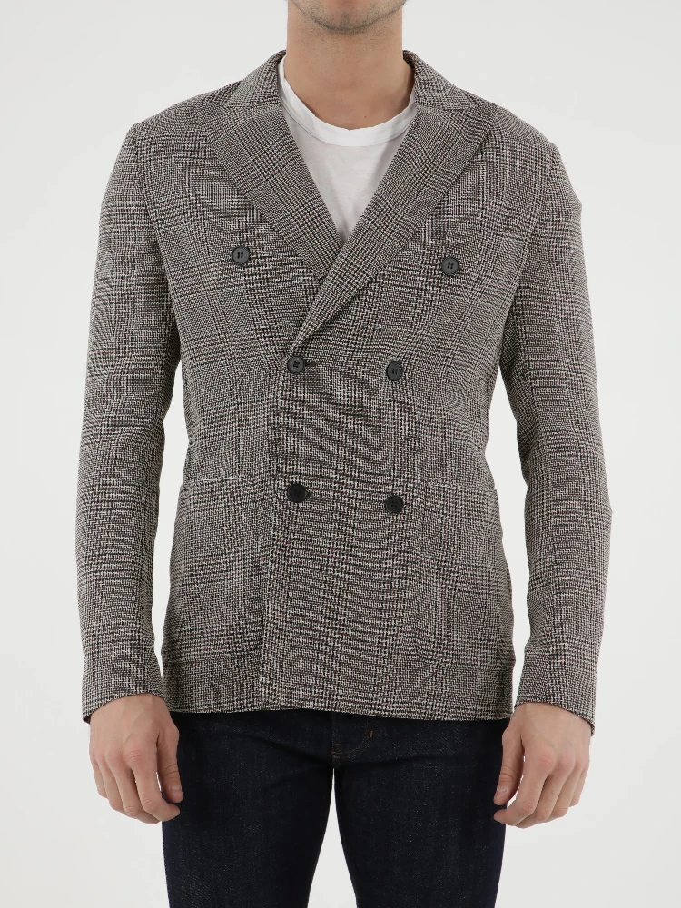 Double-breasted Glen plaid jacket